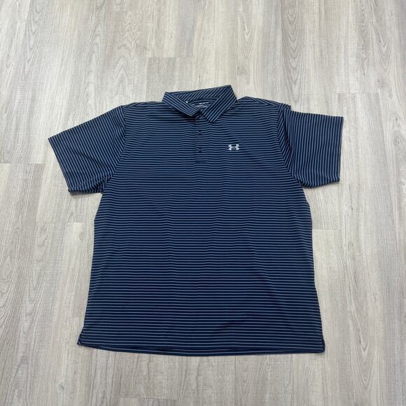 Under Armour Polo Shirt Men's 3XL XXXL Collared Blue Heat Gear Loose Fit Golf - Picture 1 of 7